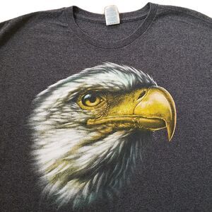 Vintage Y2K Big Face Bald Eagle Size 2XL Mens Gray T-Shirt Bird Delta American